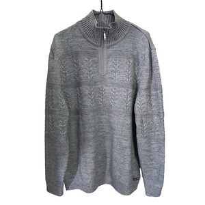 Saint James Detroit 1/4 Zip Pullover Wool Blend Cable Knit Sweater Men's 46 Gray